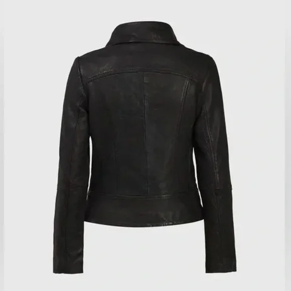 All Saints Belvedere Biker Leather Jacket in Black, Women’s size 4 - Picture 2 of 7